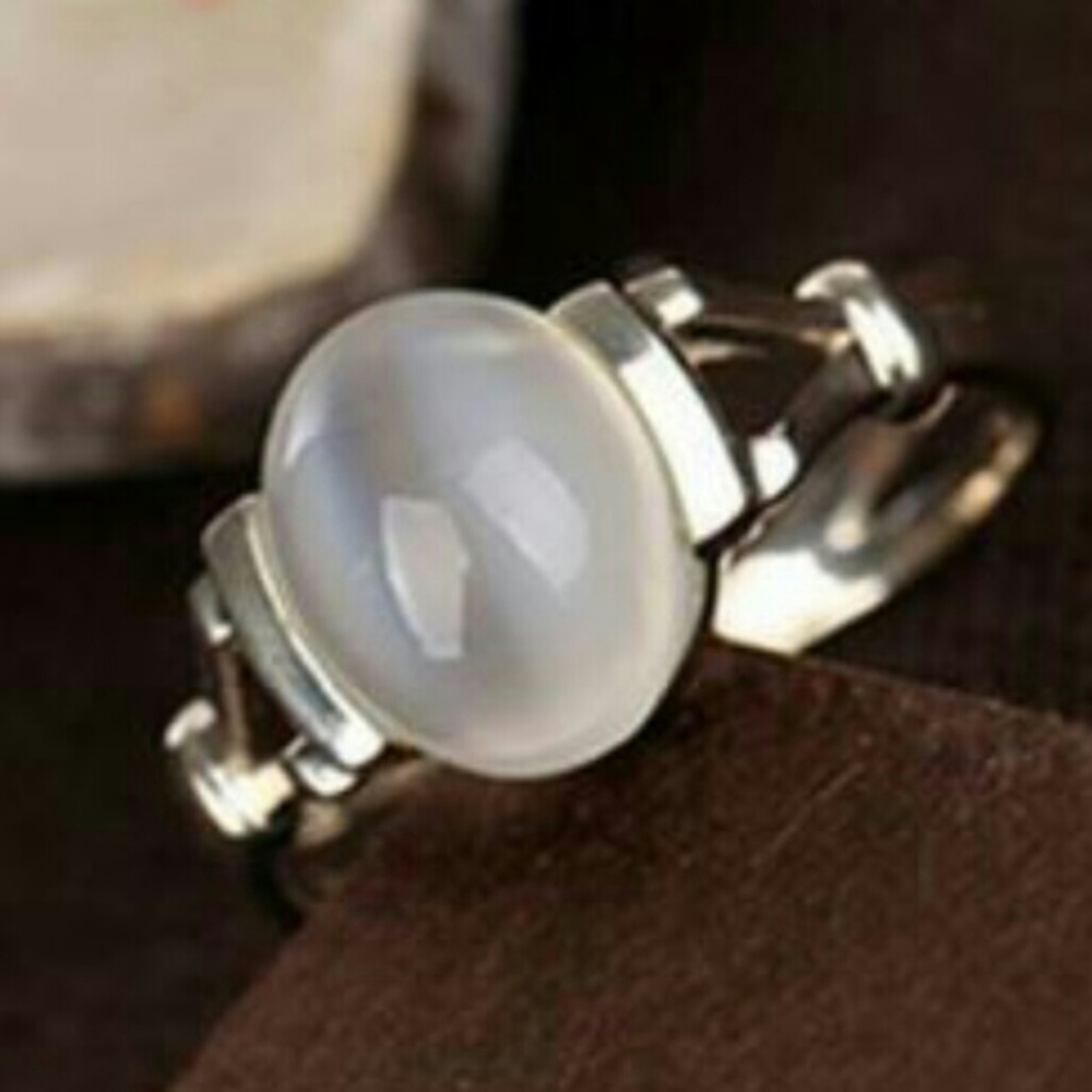 MEN'S WHITE OPAL MOONSTONE RING BIRTHSTONE GIFT